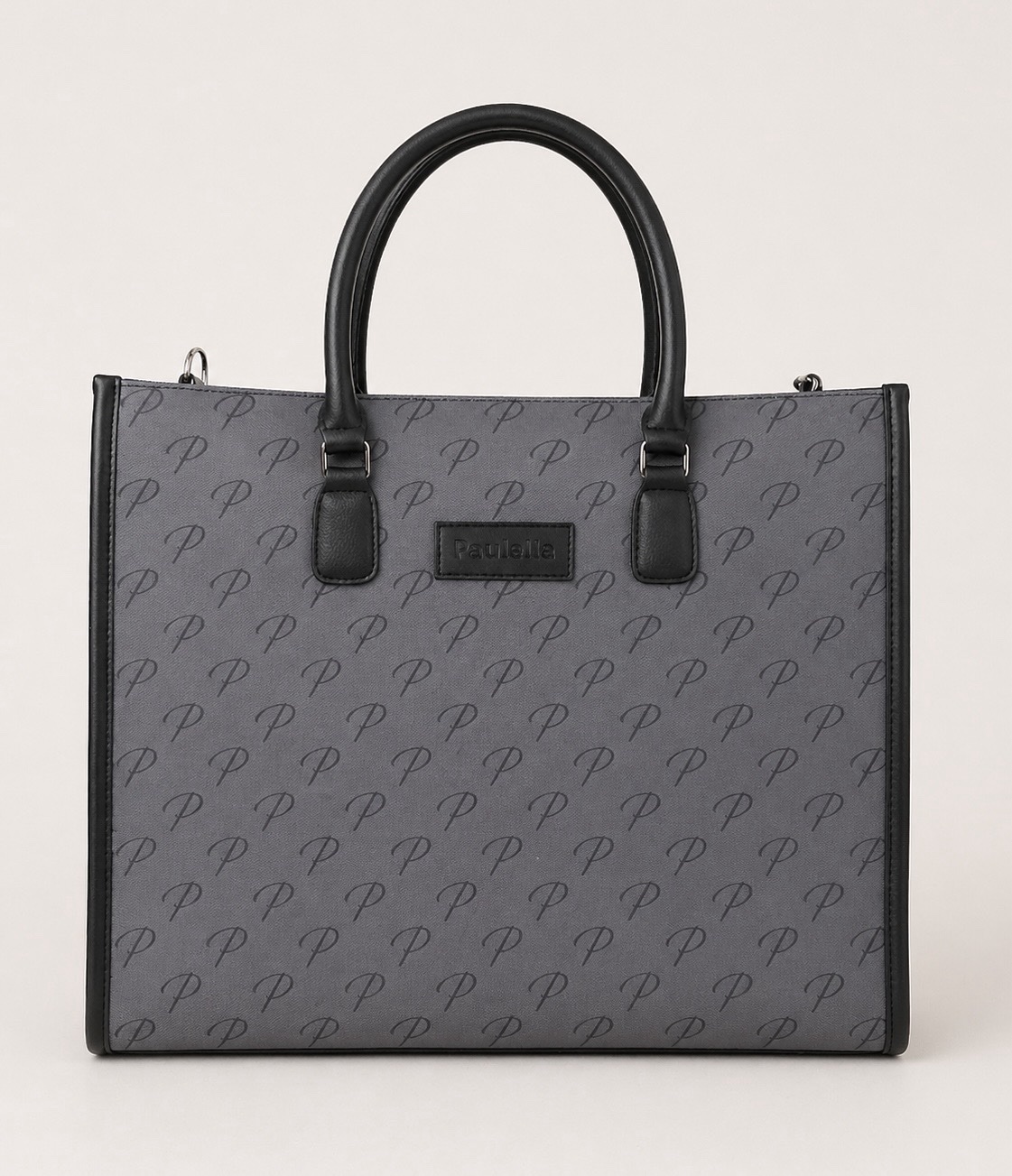 P’ Tote Monogram – Graphite & Noir