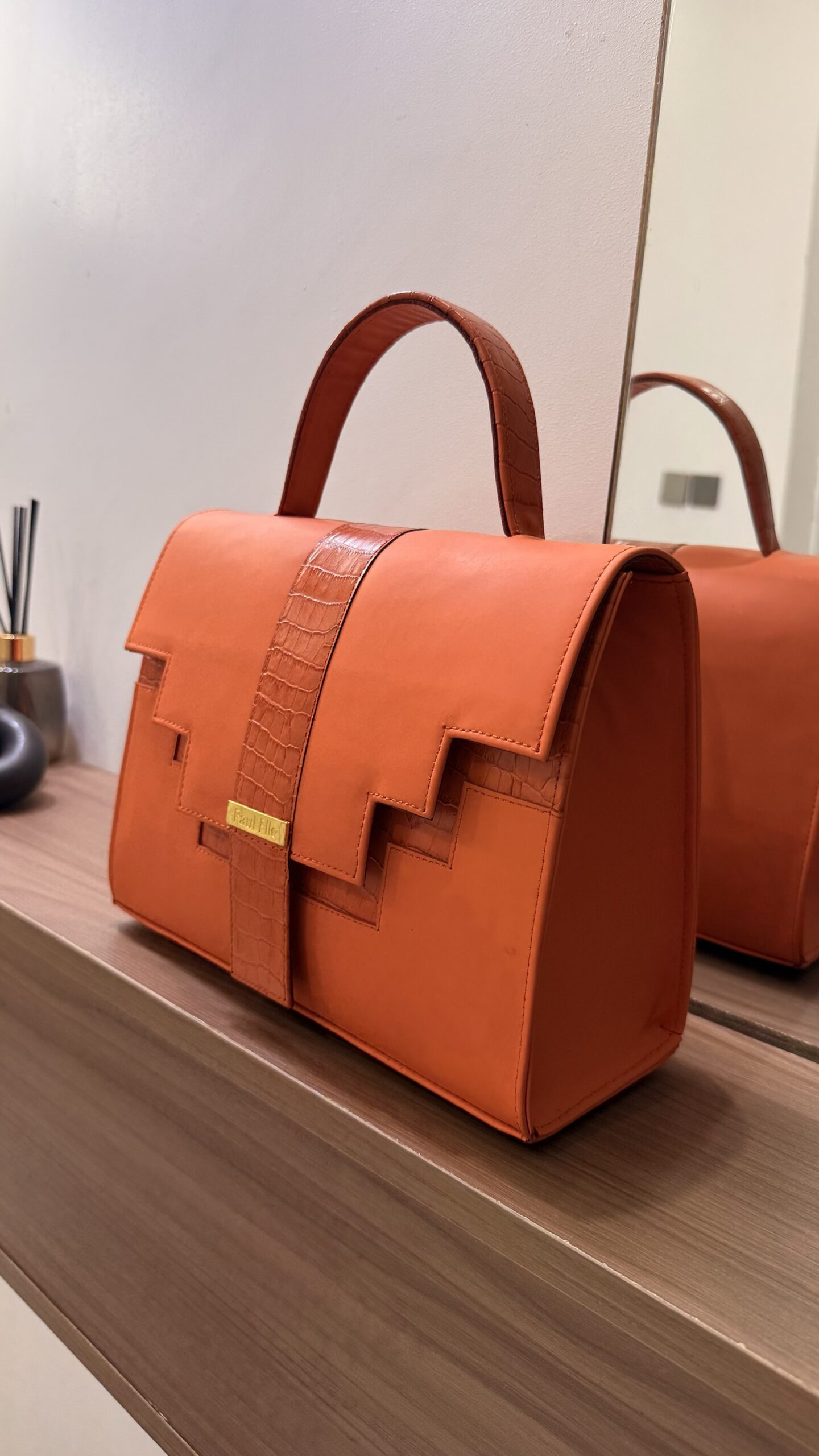 SAC À MAIN OCTOBER CROCO ORANGE